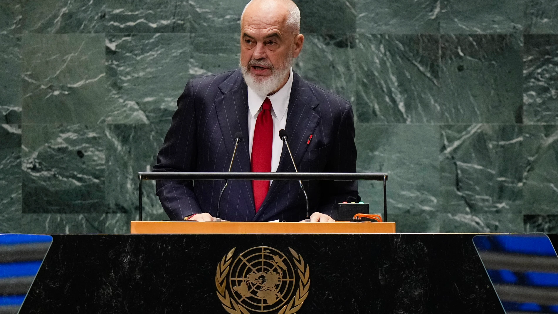 El primer ministro albanés, el socialdemócrata Edi Rama, en Naciones Unidas./ cortesía