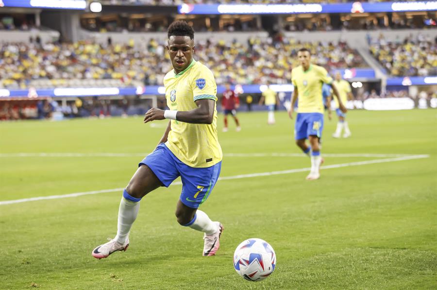 Vinicius Junior, en un momento del partido contra Costa Rica, en la Copa América 2024 que se disputa en Estados Unidos. /EFE