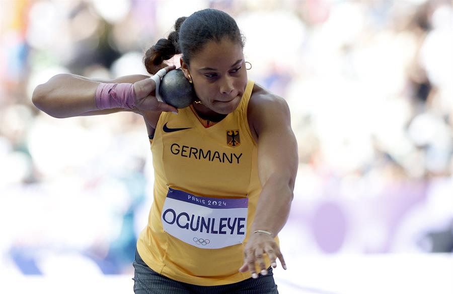 Yemisi Ogunleye, de origen keniano ganó el oro en el lanzamiento de peso, compitiendo por Alemania. /EFE/EPA